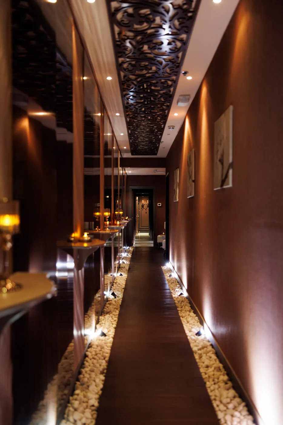 Corridor to the treatment rooms at Lavana Spa Bur Dubai