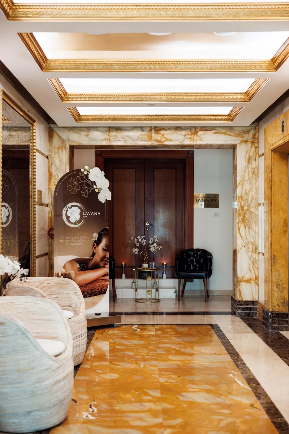 Lounge and corridor leading to the treatment rooms at the Al Barsha branch