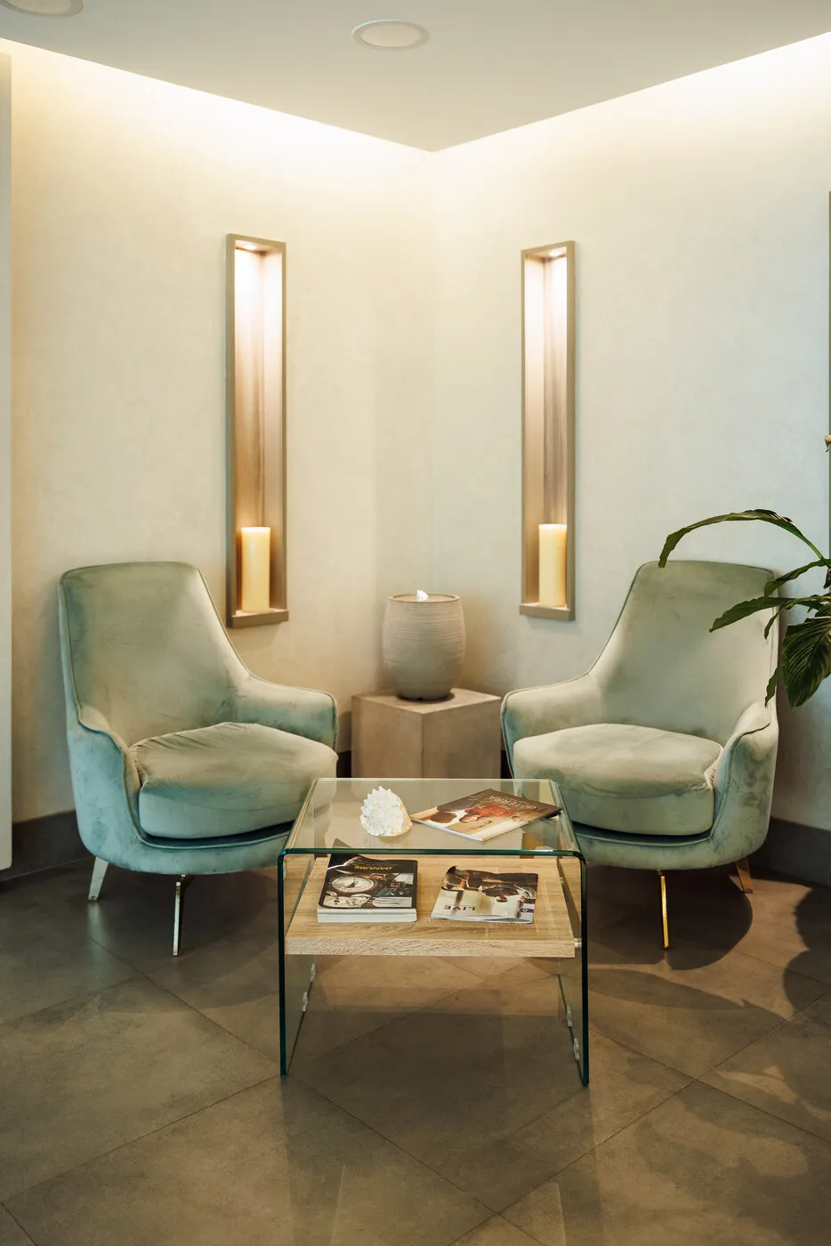 Armchairs in the waiting lounge at the DIFC branch