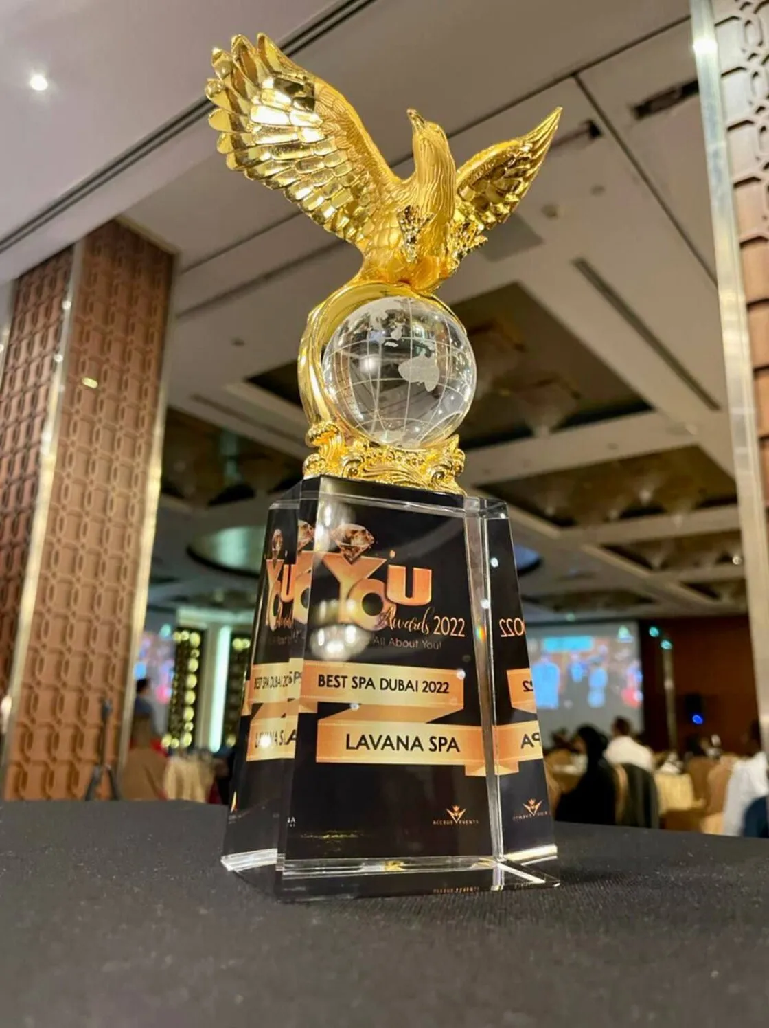 The YOU Awards 2022 trophy engraved Best Spa Dubai 2022, Lavana Spa